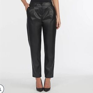 Ellen Tracy Women's Straight Leg Pleated Veganeather Pants